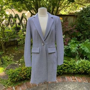 NWOT White & Navy Stripe Jersey Crepe Coat Sz 4